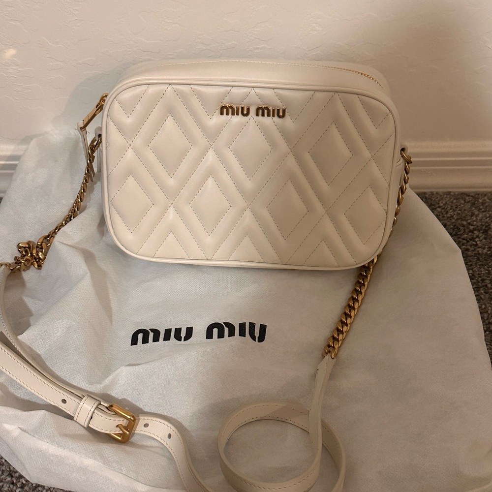 Miu Miu Ivory Quilted Crossbody Bag
